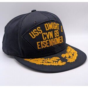 USS Dwight D. Eisenhower CVN 69 Hat Cap US Navy Vintage Snapback Gold Oak Leaf